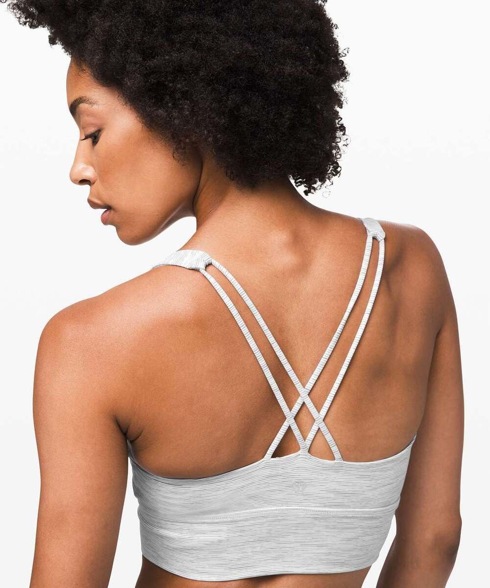 Lululemon Athletic Free To Be Longline Bra in Ice Grey Alpine White Size 6